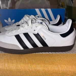 Adidas Samba White and Black Trainers